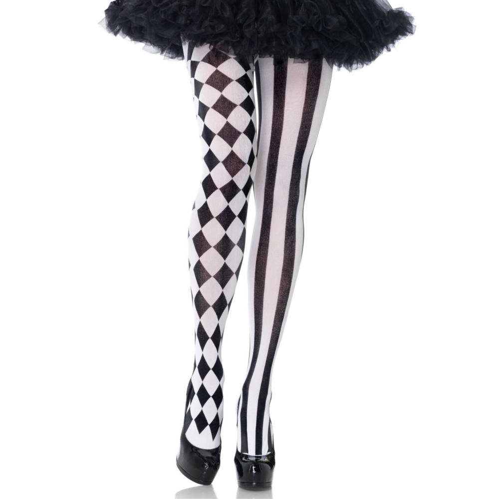 Leg Avenue - Harlequin Collants - Noir/Blanc